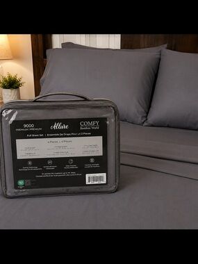 Comfy Bamboo World Allure 9000 Full Sheet Set Dark Gray 4 Pc Deep Pocket